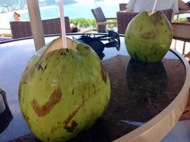 Coconut drink on the beach