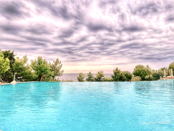 View from the infinity pool Ikos Oceania